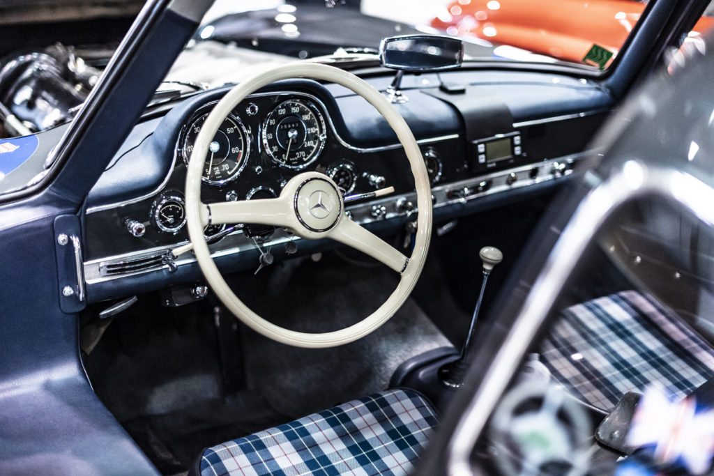 Interior shot of the 417 300SL Gullwing driven by Kyle Fortune